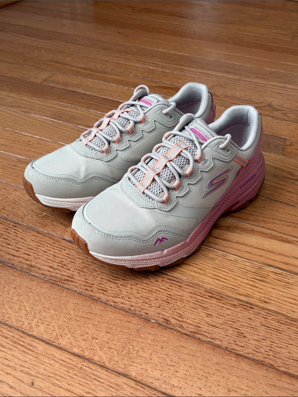 Skechers Women's Light Gray and Pink Trail Sneakers